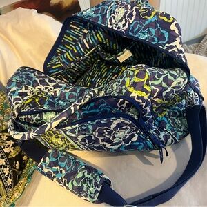 Vera Bradley Blue and Green Patterned Travel Bag